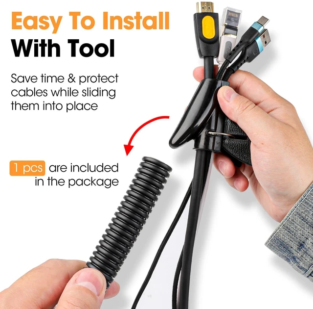 Alt view image 4 of 6 - Wire Loom 1/4", 1/2 Inch x 50 FT, Split Wire Loom Tubing Wire Conduit, Cable Sleeves Bulk Flexible Electrical Conduit Protective kit Black