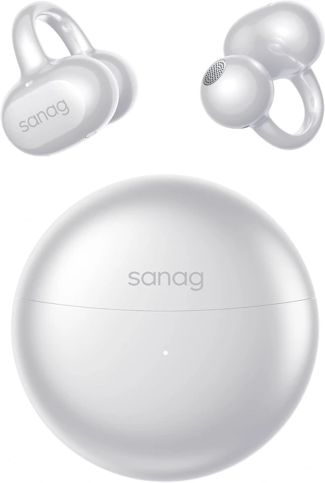 Main image of S6S Ultra Open Ear Earbuds Clip On Wireless Bluetooth Headphones Running Comfortable Lightweight Stable Fit Gym Sports Headphones 42 Playtime IP67 Waterproof Powerful Sound White