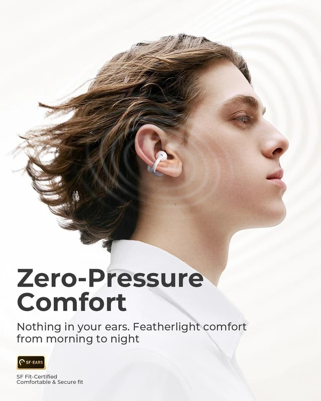 Alt view image 2 of 7 - S6S Ultra Open Ear Earbuds Clip On Wireless Bluetooth Headphones Running Comfortable Lightweight Stable Fit Gym Sports Headphones 42 Playtime IP67 Waterproof Powerful Sound White