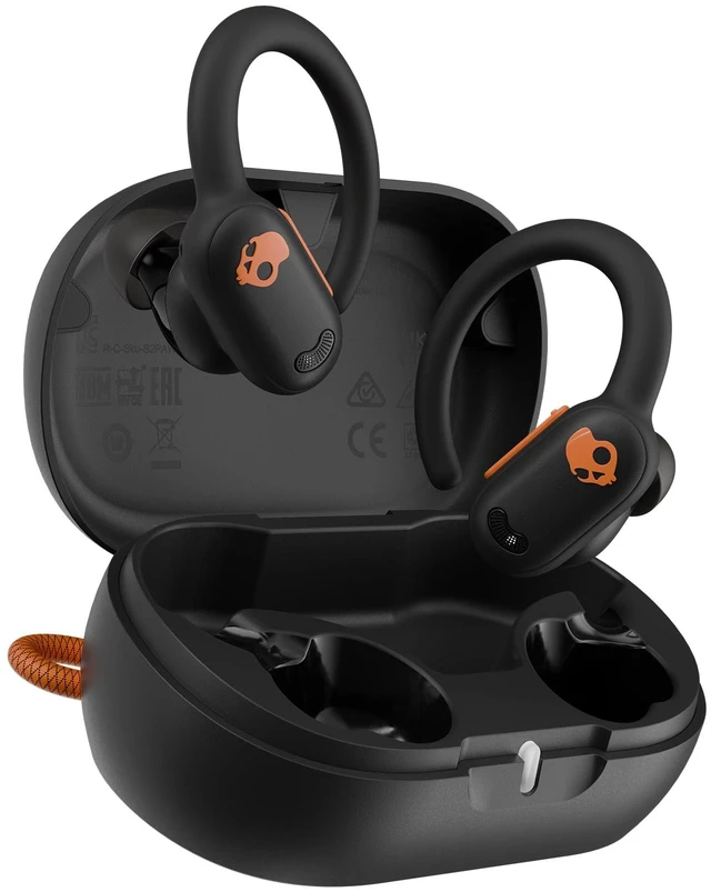 Main image of Push ANC Active Noise Cancelling Wireless Earbuds - Black/Orange In-Ear Hanger, Bluetooth, Noise Cancellation, 58 Hours Battery, Secure-Fit Design, Sweat and Waterproof, Microphone