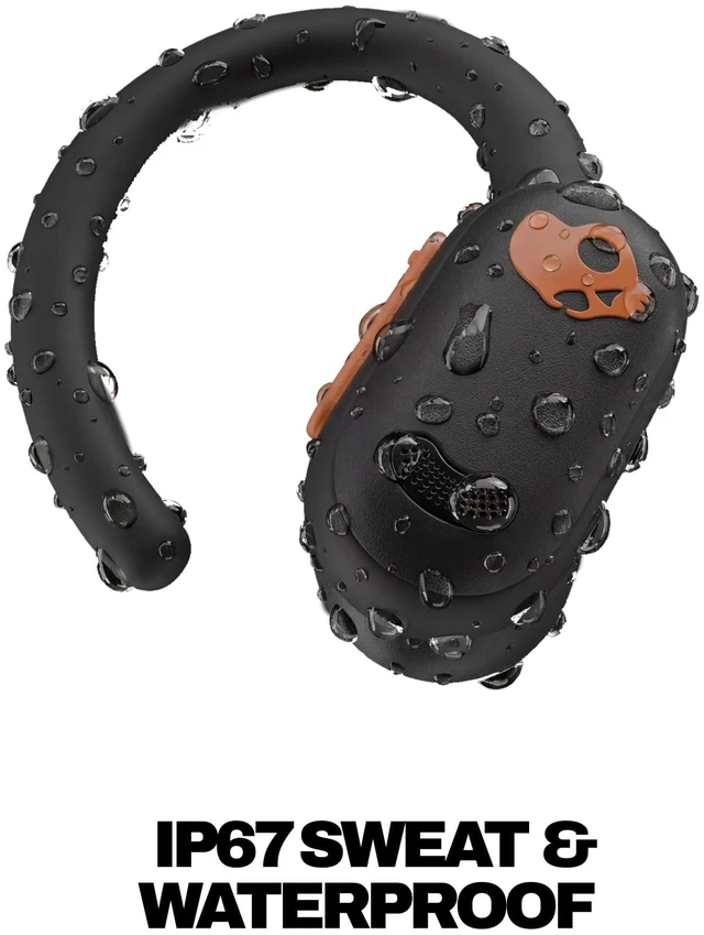 Alt view image 4 of 7 - Push ANC Active Noise Cancelling Wireless Earbuds - Black/Orange In-Ear Hanger, Bluetooth, Noise Cancellation, 58 Hours Battery, Secure-Fit Design, Sweat and Waterproof, Microphone