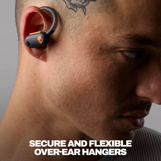 Alt view image 6 of 7 - Push ANC Active Noise Cancelling Wireless Earbuds - Black/Orange In-Ear Hanger, Bluetooth, Noise Cancellation, 58 Hours Battery, Secure-Fit Design, Sweat and Waterproof, Microphone