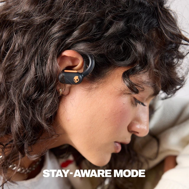 Alt view image 5 of 7 - Push ANC Active Noise Cancelling Wireless Earbuds - Black/Orange In-Ear Hanger, Bluetooth, Noise Cancellation, 58 Hours Battery, Secure-Fit Design, Sweat and Waterproof, Microphone