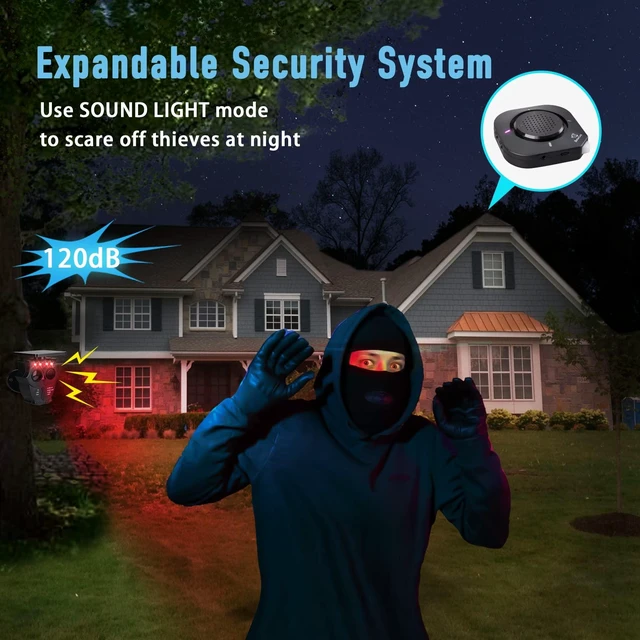 Alt view image 6 of 7 - 1/2 Mile Long Range Solar Wireless Driveway Alarm System 2R2S IP65 All-Weather Outdoor Motion Sensor Detector,120dB Sound&Light Alert,24/7 Security Monitoring for Property Protection