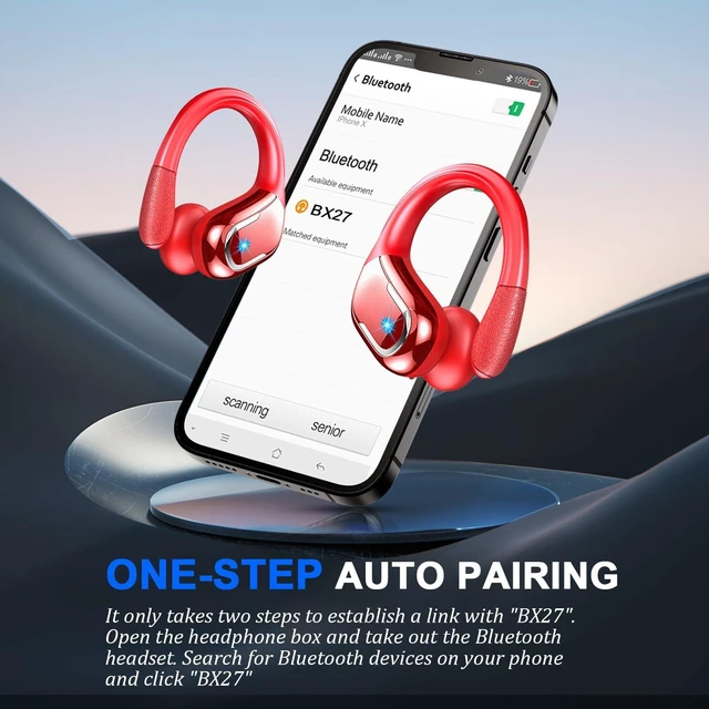 Alt view image 6 of 7 - Wireless Earbuds, 75hrs Bluetooth 5.4 Headphones Sport, In Ear Earphones Deep Bass Over Ear Buds with Earhooks, Bluetooth Earbuds ENC Noise Cancelling Mic, IP7 Waterproof for Workout/Running Red