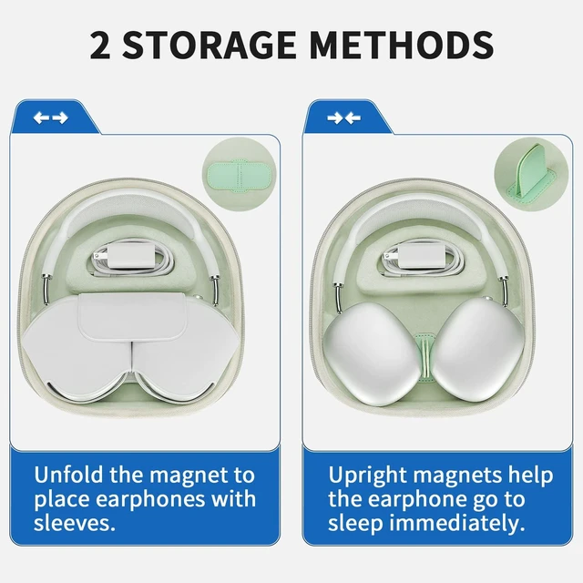Alt view image 3 of 7 - Smart Case for Apple AirPods Max Supports Sleep Mode, Hard Organizer Portable Carry Travel Cover Storage Bag