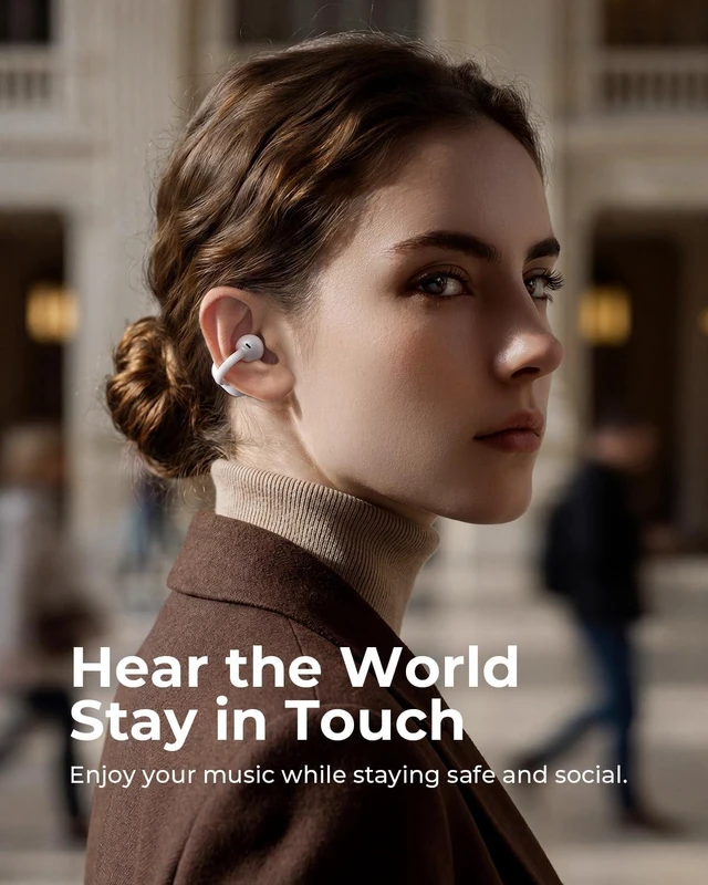 Alt view image 6 of 7 - S6S Ultra Open Ear Earbuds Clip On Wireless Bluetooth Headphones Running Comfortable Lightweight Stable Fit Gym Sports Headphones 42 Playtime IP67 Waterproof Powerful Sound White