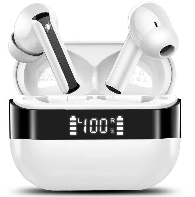 Main image of Wireless Earbuds, Bluetooth 5.4 Headphones HiFi Stereo, Bluetooth Earbuds with 4 ENC Mics, 48H Playtime Wireless Ear buds with LED Display, IP7 Waterproof Bluetooth Earphones for Android iOS White