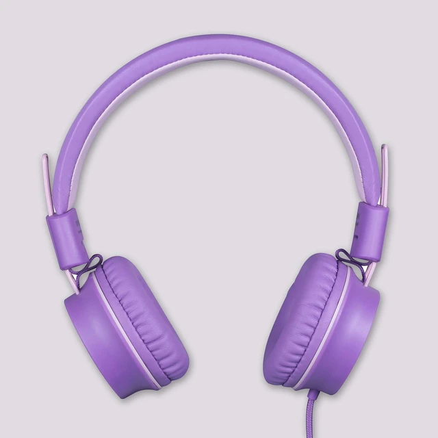 Alt view image 2 of 7 - J01 Kids Headphones Wired On-Ear Foldable 3.5mm Jack Cord, Lavender Stereo, Tangle-Free 5ft Cord For iPad, Kindle Fire, Laptop, Tablet, Toddlers, Boys, Girls, School, Travel, Airplane