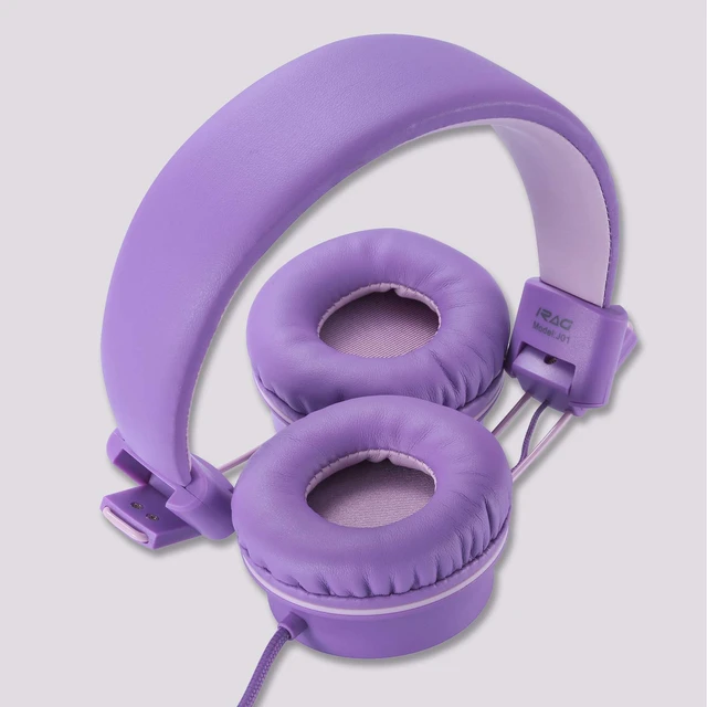 Alt view image 7 of 7 - J01 Kids Headphones Wired On-Ear Foldable 3.5mm Jack Cord, Lavender Stereo, Tangle-Free 5ft Cord For iPad, Kindle Fire, Laptop, Tablet, Toddlers, Boys, Girls, School, Travel, Airplane