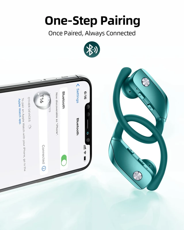 Alt view image 4 of 6 - Wireless Earbuds Bluetooth Headphones Over Ear Hooks Ear Buds with 80H Playtime, LED Power Display, Dual Mic Clear Calls, Sports Wireless Ear Buds Bluetooth Earbuds for Running Gym Workout (Green)