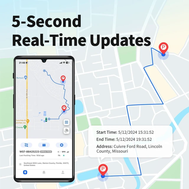 Alt view image 3 of 6 - OBD GPS Tracker for Vehicles, No Monthly Fee, No Subscription Real-Time Location, Mileage Tracking, Speeding Monitoring, Route History, Geofence, for Fleets & Families