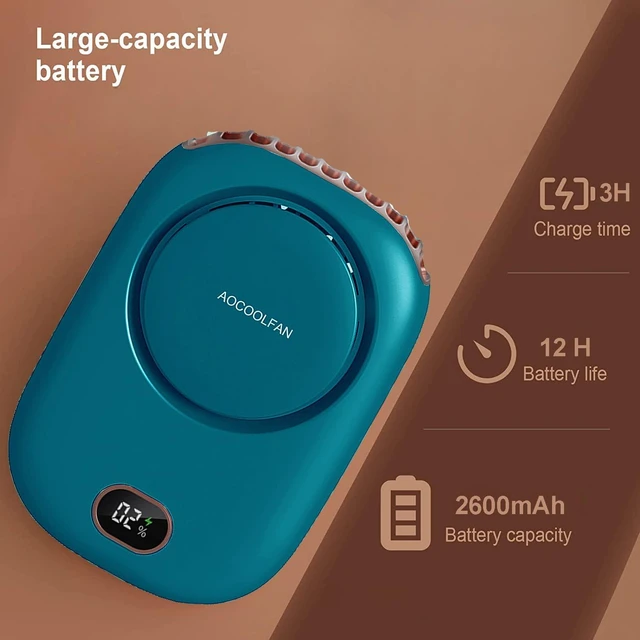 Alt view image 3 of 7 - Portable Neck Fan, Mini Small Personal Handheld Fan USB Rechargeable 3 Speed for Girls Boys Woman Eyelash Travel Home Office Outdoor (Blue)