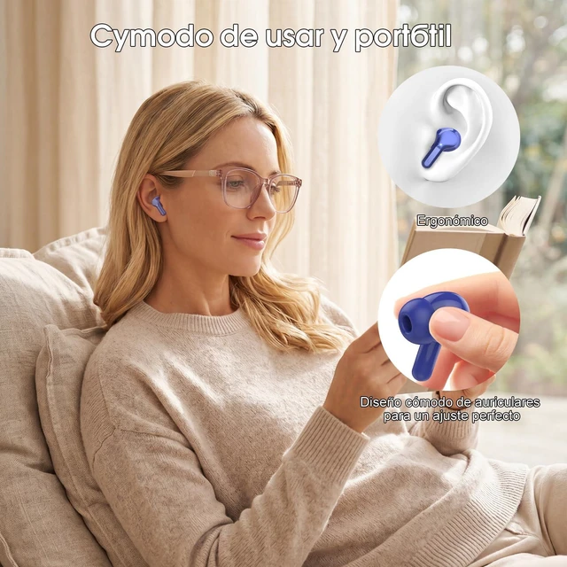 Alt view image 7 of 7 - Wireless Earbuds, Bluetooth 5.3 Headphones HiFi Stereo, Bluetooth Earbuds With ENC Noise Cancelling Mic, IPX7 Waterproof in Ear Earphones, 45H, LED Display Ear buds for Pad Workout Sports, Blue