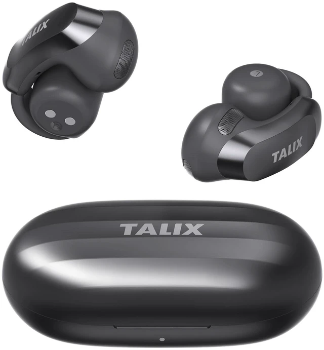 Main image of Open Ear Clip-On Wireless Bluetooth Earbuds AuraHalo G1, Black 4-Mic Clear Calls, Rich Bass, Roller-Inspired Design, Reduced Sound Leakage, IPX4 Water Resistant, Touch Control