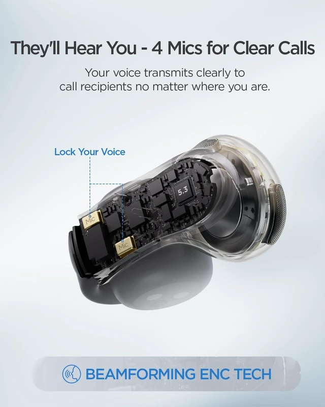 Alt view image 2 of 7 - Open Ear Clip-On Wireless Bluetooth Earbuds AuraHalo G1, Black 4-Mic Clear Calls, Rich Bass, Roller-Inspired Design, Reduced Sound Leakage, IPX4 Water Resistant, Touch Control