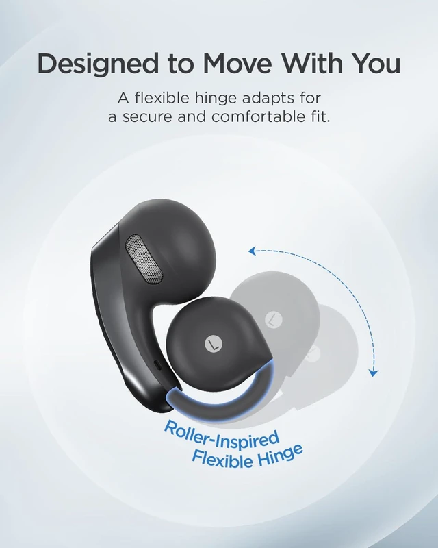 Alt view image 4 of 7 - Open Ear Clip-On Wireless Bluetooth Earbuds AuraHalo G1, Black 4-Mic Clear Calls, Rich Bass, Roller-Inspired Design, Reduced Sound Leakage, IPX4 Water Resistant, Touch Control
