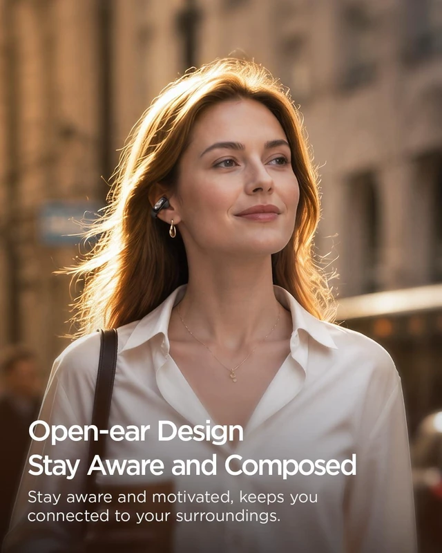 Alt view image 5 of 7 - Open Ear Clip-On Wireless Bluetooth Earbuds AuraHalo G1, Black 4-Mic Clear Calls, Rich Bass, Roller-Inspired Design, Reduced Sound Leakage, IPX4 Water Resistant, Touch Control