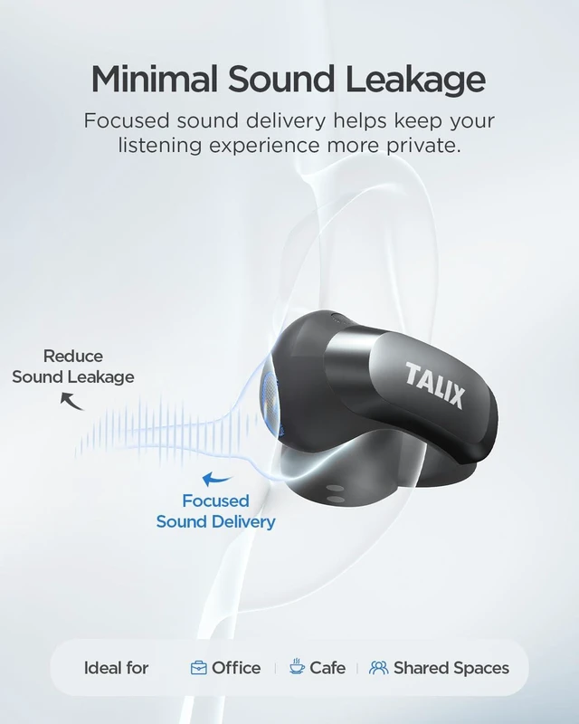 Alt view image 6 of 7 - Open Ear Clip-On Wireless Bluetooth Earbuds AuraHalo G1, Black 4-Mic Clear Calls, Rich Bass, Roller-Inspired Design, Reduced Sound Leakage, IPX4 Water Resistant, Touch Control