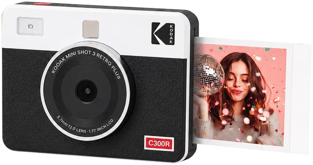 Main image of Mini Shot 3 Retro 3x3 Instant Camera, Photo Printer, 8 Sheets, White Bluetooth, iPhone & Android Smartphone Compatible, 13MP Camera, Retake Before Printing, Water, Fingerprint & Fade Resistant