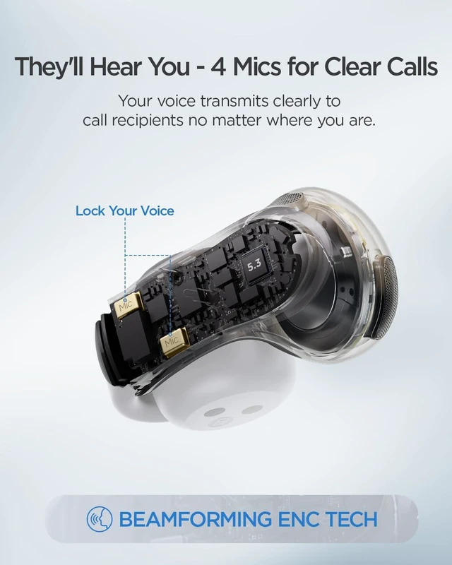 Alt view image 2 of 7 - Open Ear Clip-On Wireless Bluetooth Earbuds AuraHalo G1, Gray 4-Mic Clear Calls, Rich Bass, Roller-Inspired Design, Reduced Sound Leakage, IPX4 Water Resistant, Touch Control