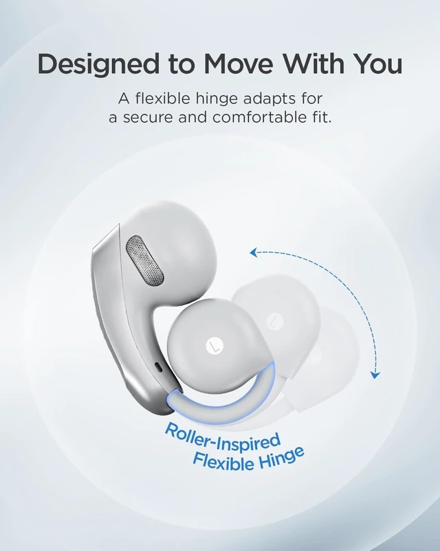 Alt view image 4 of 7 - Open Ear Clip-On Wireless Bluetooth Earbuds AuraHalo G1, Gray 4-Mic Clear Calls, Rich Bass, Roller-Inspired Design, Reduced Sound Leakage, IPX4 Water Resistant, Touch Control