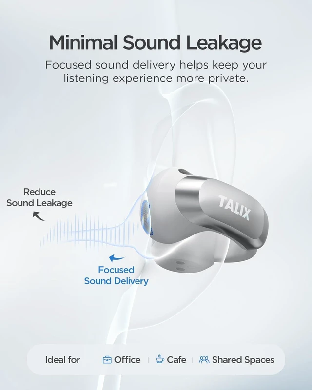 Alt view image 6 of 7 - Open Ear Clip-On Wireless Bluetooth Earbuds AuraHalo G1, Gray 4-Mic Clear Calls, Rich Bass, Roller-Inspired Design, Reduced Sound Leakage, IPX4 Water Resistant, Touch Control