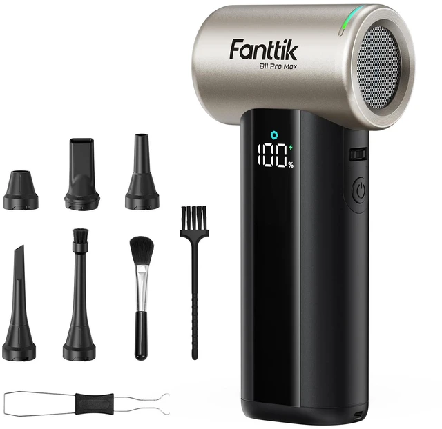 Main image of B11 Pro Max Electric Air Duster with Powerbank Function (Champagne) 150000RPM Brushless Motor, 100-Speed Adjustable, One-Tap Booster, 28.08Wh Rechargeable Battery, for PC, Car Detailing & Home