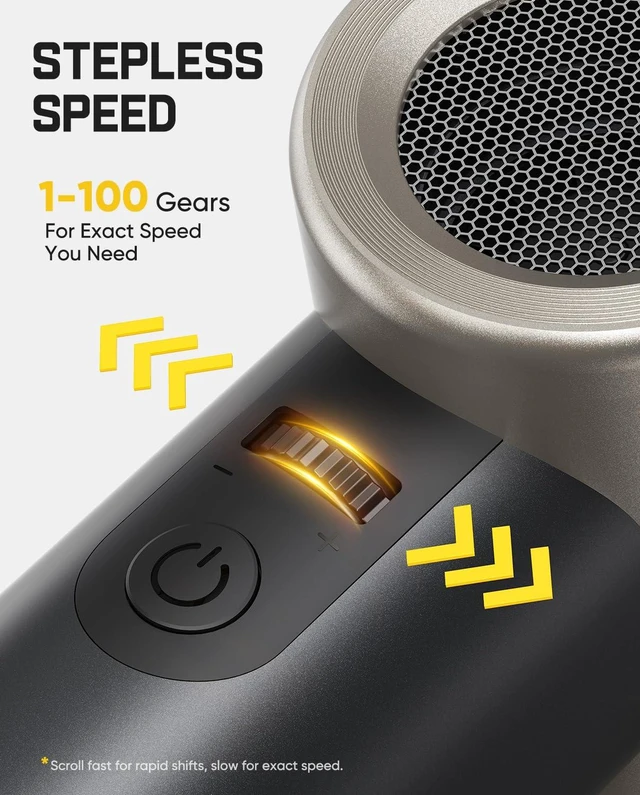 Alt view image 7 of 7 - B11 Pro Max Electric Air Duster with Powerbank Function (Champagne) 150000RPM Brushless Motor, 100-Speed Adjustable, One-Tap Booster, 28.08Wh Rechargeable Battery, for PC, Car Detailing & Home