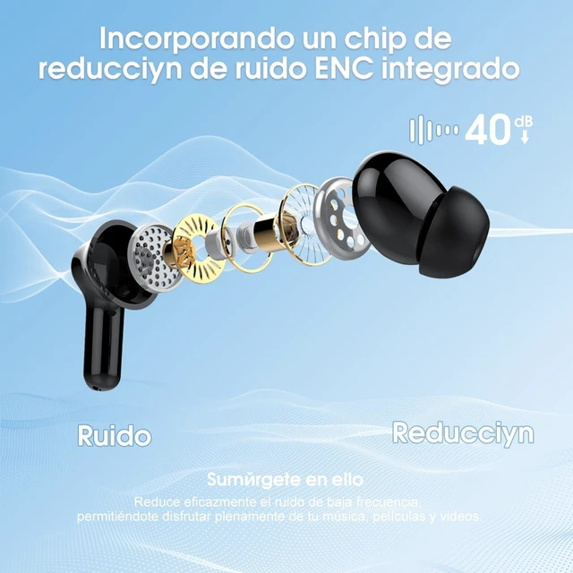 Alt view image 2 of 7 - Wireless Earbuds, Bluetooth 5.3 Headphones HiFi Stereo, Bluetooth Earbuds With ENC Noise Cancelling Mic, IPX7 Waterproof in Ear Earphones, 45H, LED Display Ear buds for Pad Workout Sports, Black