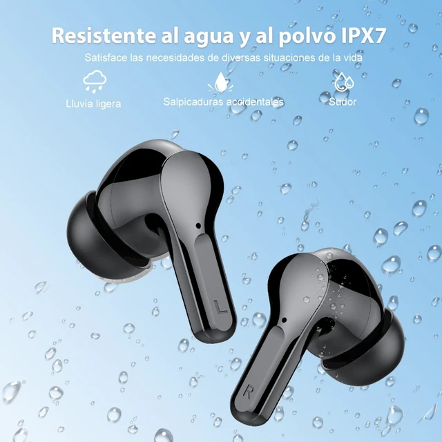 Alt view image 5 of 7 - Wireless Earbuds, Bluetooth 5.3 Headphones HiFi Stereo, Bluetooth Earbuds With ENC Noise Cancelling Mic, IPX7 Waterproof in Ear Earphones, 45H, LED Display Ear buds for Pad Workout Sports, Black