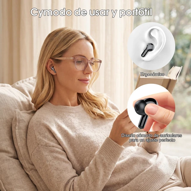Alt view image 7 of 7 - Wireless Earbuds, Bluetooth 5.3 Headphones HiFi Stereo, Bluetooth Earbuds With ENC Noise Cancelling Mic, IPX7 Waterproof in Ear Earphones, 45H, LED Display Ear buds for Pad Workout Sports, Black