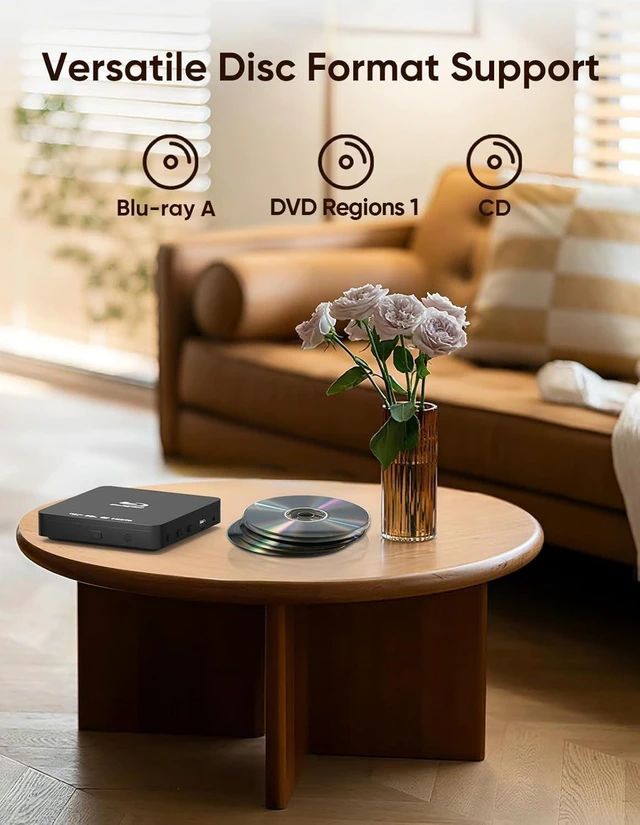 Alt view image 6 of 7 - Blu Ray DVD Player 1080P Full HD for TV with HDMI AV Output Dolby DTS Audio, 128GB USB Playback, Region A Blu-ray & Region 1 DVD Player Home Theater Support