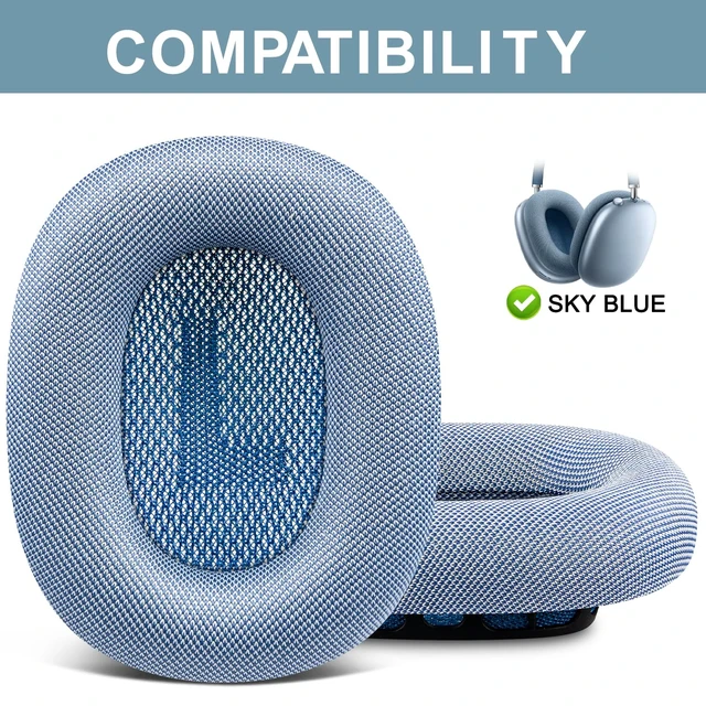 Alt view image 2 of 7 - Ear Cushions for AirPods Max 1 & 2 Replacement EarPads Ear Pads Cups Covers with Durable Mesh Fabric, Softer Foam Color