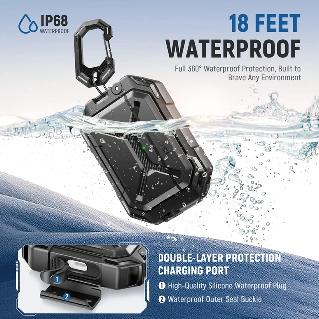 Alt view image 3 of 7 - for AirPods Pro 3 Case IP68 Waterproof, Black Case for iPods Pro 3, Compatible with MagSafe, Military Grade Protective Cover with Secure Lock, Keychain, Phone Stand (2025)