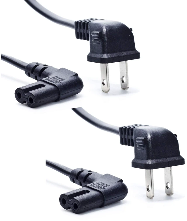 Main image of Right Angle TV Power Cable, 2-Pack 6-Feet 18AWG 90 Degree Angled 2 Slot to L-Shaped C7 Power Cord for Samsung Philips Toshiba LG Sony Sharp Panasonic Vizio LED Flat TV Sky box,Sky Plus+ HD Box
