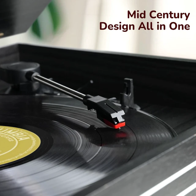 Alt view image 7 of 7 - Bluetooth Record Player 10 in 1, 3-Speed Turntable for Vinyl with Speakers, LP to MP3 Converter, CD, Cassette Player, FM Radio, Wireless Streaming Black