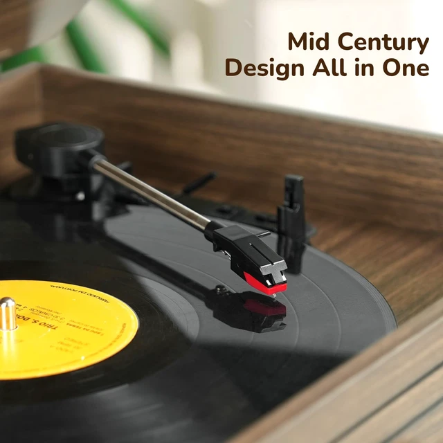 Alt view image 7 of 7 - Bluetooth Record Player 10 in 1, 3-Speed Turntable for Vinyl with Speakers, LP to MP3 Converter, CD, Cassette Player, FM Radio, Wireless Streaming Wooden