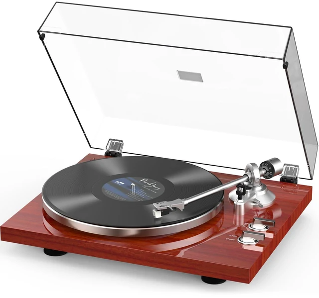 Main image of ® Vinyl Record Players Turntable with BT Wireless Output,Piano Red Audio Phono AT-3600L MM Cartridge,Adjust Counterweight,Belt-Drive,2 Speed,Wireless Out,RCA Line,USB to PC Digital Recording