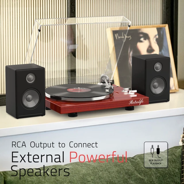 Alt view image 5 of 7 - ® Vinyl Record Players Turntable with BT Wireless Output,Piano Red Audio Phono AT-3600L MM Cartridge,Adjust Counterweight,Belt-Drive,2 Speed,Wireless Out,RCA Line,USB to PC Digital Recording
