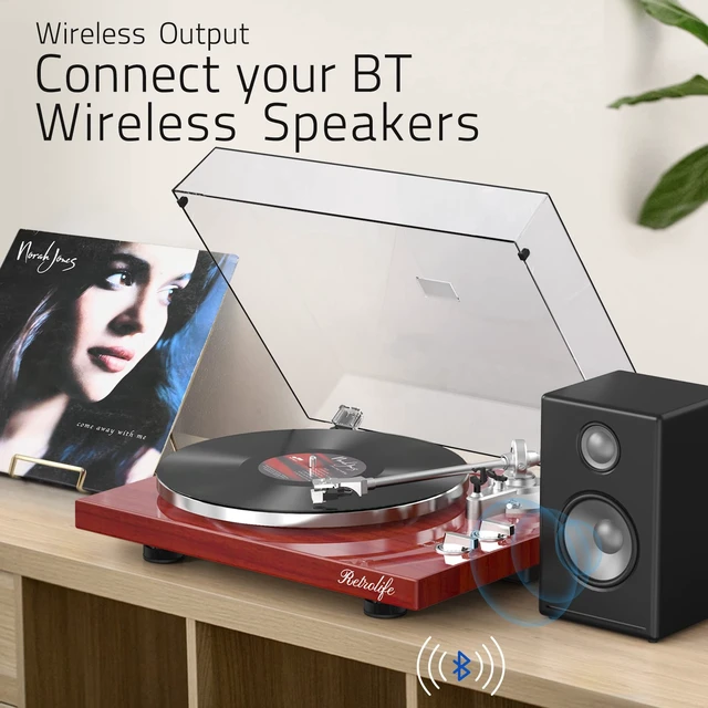 Alt view image 7 of 7 - ® Vinyl Record Players Turntable with BT Wireless Output,Piano Red Audio Phono AT-3600L MM Cartridge,Adjust Counterweight,Belt-Drive,2 Speed,Wireless Out,RCA Line,USB to PC Digital Recording