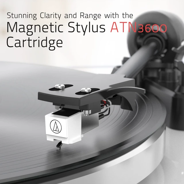 Alt view image 4 of 7 - ® Vinyl Record Players Turntables with BT Wireless Out,Piano White Audio Phono AT-3600L MM Cartridge,Adjust Counterweight,Belt-Drive,2 Speed,Wireless Out,RCA Line,USB to PC Digital Recording