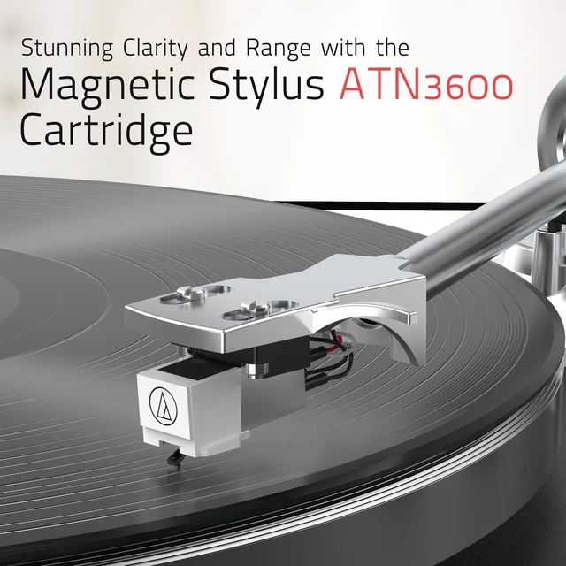 Alt view image 2 of 7 - ® Record Player Turntable for Vinyls with BT Wireless Output,Black Audio Phono AT-3600L MM Cartridge,Adjust Counterweight,Belt-Drive,2 Speed,Wireless Out,RCA Line,USB to PC Digital Recording