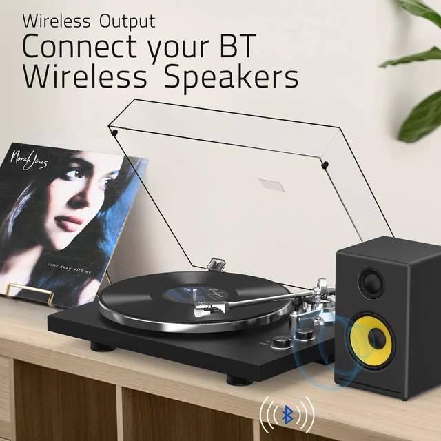 Alt view image 6 of 7 - ® Record Player Turntable for Vinyls with BT Wireless Output,Black Audio Phono AT-3600L MM Cartridge,Adjust Counterweight,Belt-Drive,2 Speed,Wireless Out,RCA Line,USB to PC Digital Recording