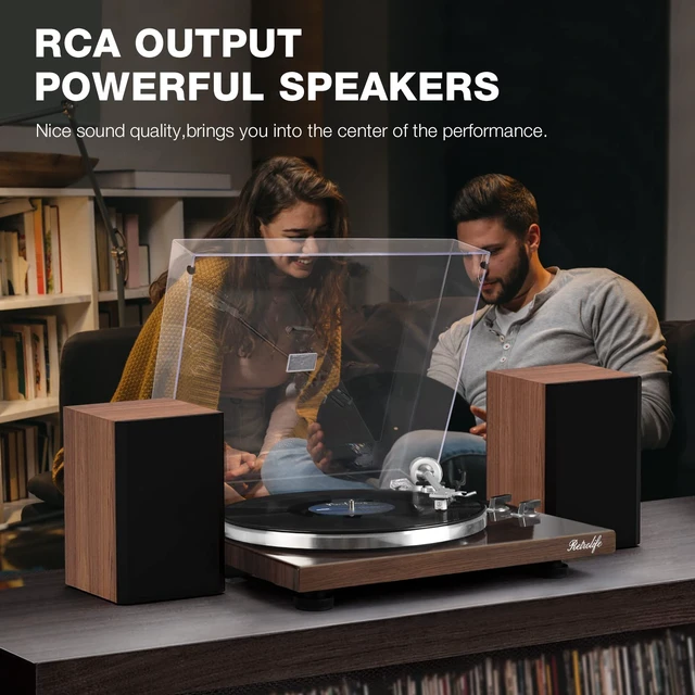Alt view image 3 of 7 - ® Vinyl Record Player with BT Wireless Output,Bark Brown Turntable Audio Phono AT-3600L MM Cartridge,Adjust Counterweight,Belt-Drive,2 Speed,Wireless Out,RCA Line,USB to PC Digital Recording