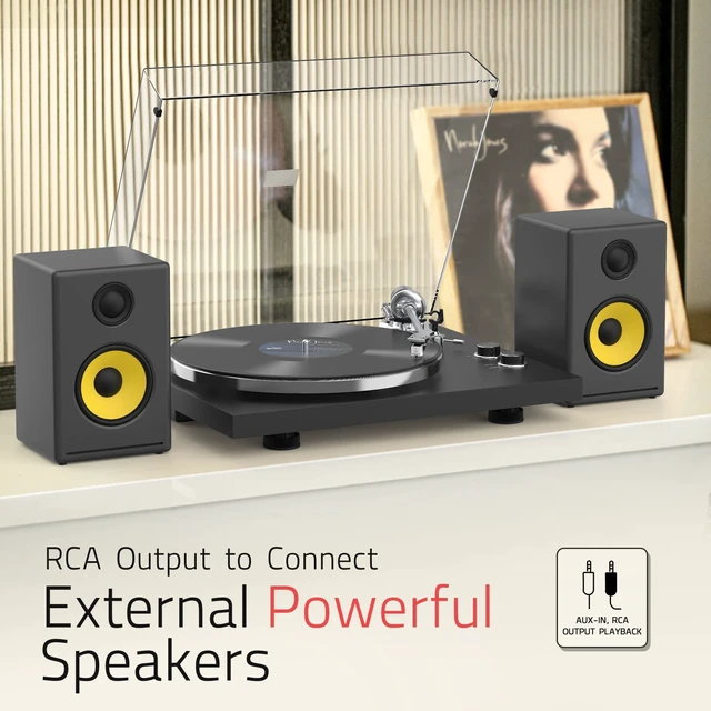 Alt view image 4 of 7 - ® Record Player Turntable for Vinyls with BT Wireless Output,Black Audio Phono AT-3600L MM Cartridge,Adjust Counterweight,Belt-Drive,2 Speed,Wireless Out,RCA Line,USB to PC Digital Recording