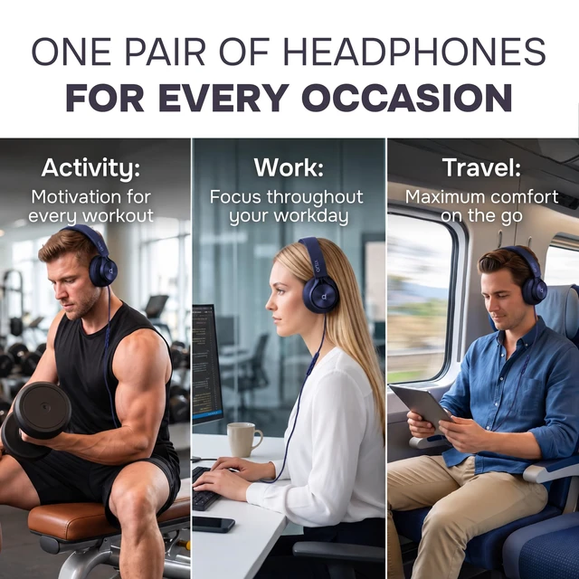 Alt view image 5 of 7 - Over Ear Headphones Wired with Mic, Corded Head Phones (3.5mm Jack) Compatible with Laptop, Computer / PC, Macbook, MP3 Player, Car / In-Flight Audio, Game Controller, and other 3.5 mm devices