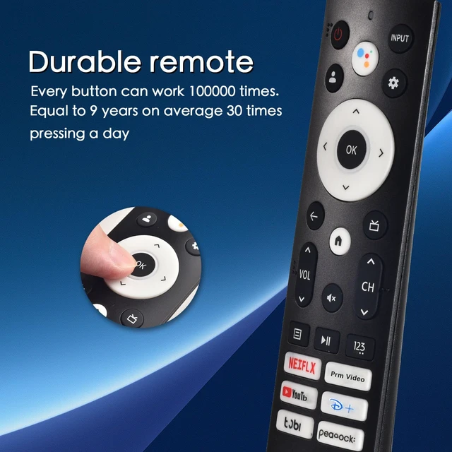 Alt view image 4 of 7 - Replacement for Hisens Smart Google TV Voice Remote Control Replacement for Hisense Google Smart TV Voice Remote Replacement 4K QLED UHD Mini-LED Quantum ULED Series Remotes Control