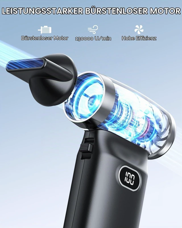 Alt view image 2 of 7 - Electric Compressed Air Duster Cordless: 70 MPH High Wind Speed Mini Air Blower for Electronics Portable Computer Cleaner Hand Keyboard Cleaning Powerful Duster for Car, Fans and Other Sences