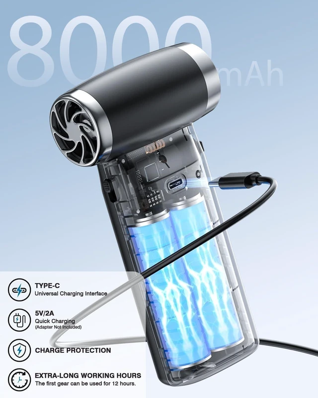 Alt view image 3 of 7 - Electric Compressed Air Duster Cordless: 70 MPH High Wind Speed Mini Air Blower for Electronics Portable Computer Cleaner Hand Keyboard Cleaning Powerful Duster for Car, Fans and Other Sences